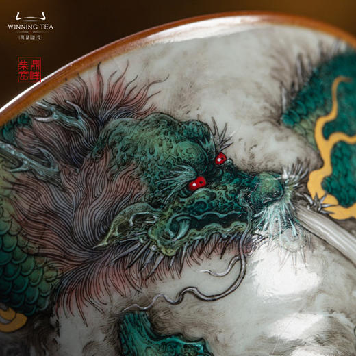 问鼎汝瓷鼎峰柴窑天青淳和杯（龙腾海啸） 商品图2