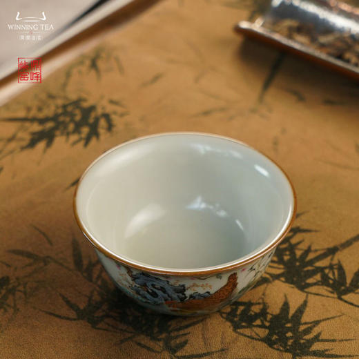 问鼎汝瓷鼎峰柴窑天青鸡缸杯（绘画司晨初鸣） 商品图3