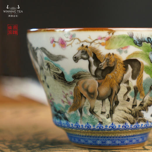 问鼎汝瓷鼎峰柴窑天青馥郁杯（绘画八骏图） 商品图2