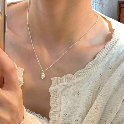 【送首饰盒❗️❗️原创设计ins时尚小银豆项链】原创设计ins淡水珍珠项链，s925银镀18K金轻奢小众豆荚锁骨链送女友送老婆送闺蜜生日情人节礼物QQ手工饰品新年礼盒年货礼盒 商品图2