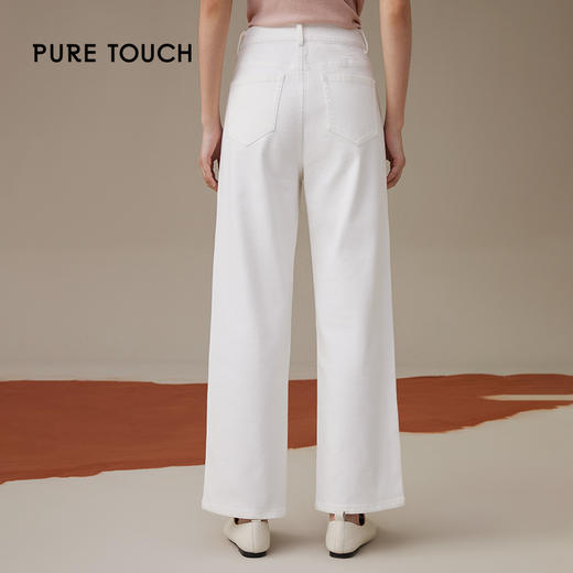 pure touch女士白色阔腿裤微弹长裤1332243337 商品图2