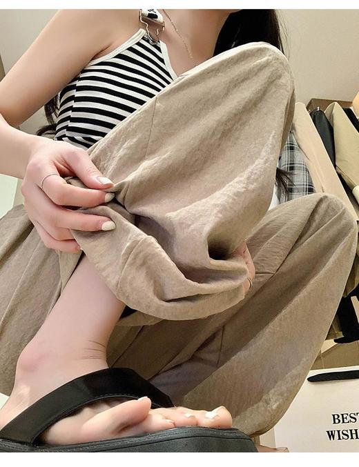 【醋酸奶油山本裤】奶芙山本裤女2024新款夏季薄款高腰慵懒冰丝直筒阔腿裤醋酸肌理感 商品图6