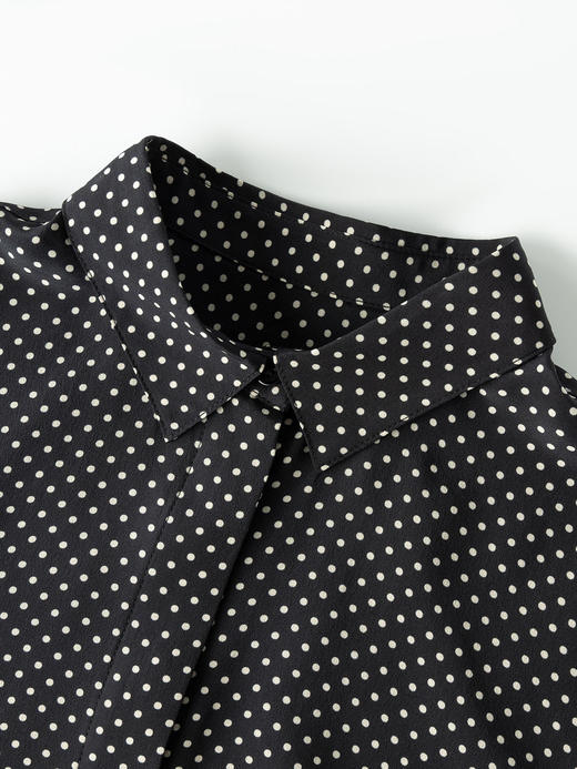 COCO ZONE 100桑蚕丝波点翻领衬衫长袖上衣CC2C1266 商品图5