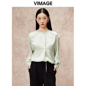 VIMAGE纬漫纪新中式气质通勤印花舒适印花上衣秋季新款V2209802