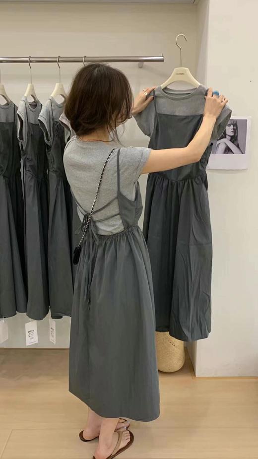 【GZ】无忧购圆领宽松短袖T恤+设计感绑带吊带裙套装951（截单后7天发货)25年清仓捡漏 商品图4