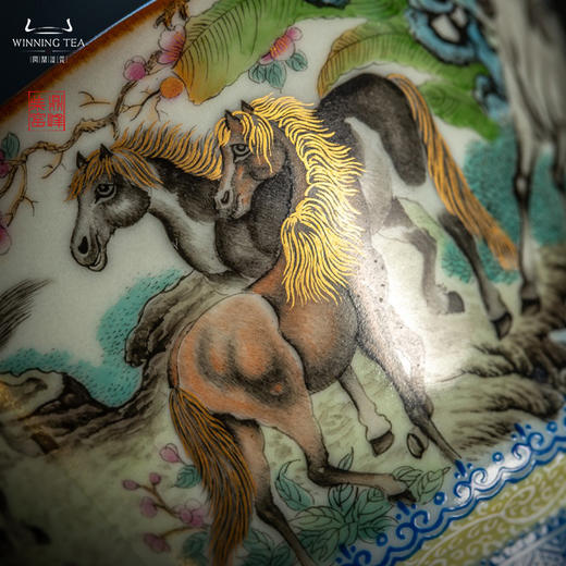 问鼎汝瓷鼎峰柴窑天青馥郁杯（八骏图） 商品图2