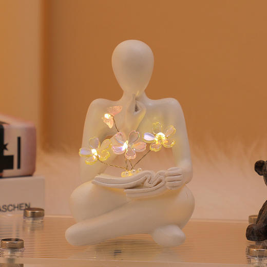 【沉默是金思考者小夜灯花束手工】送男女友摆件 七夕情人节生日教师节圣诞礼物  商品图7