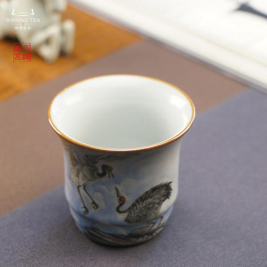 问鼎汝瓷鼎峰柴窑天青竹节杯（目成心许）（缺货） 商品图1