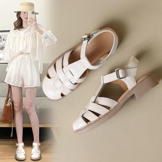 ZHR猪笼鞋女复古时尚包头凉鞋夏法式软底休闲鞋编织罗马凉鞋 商品图1