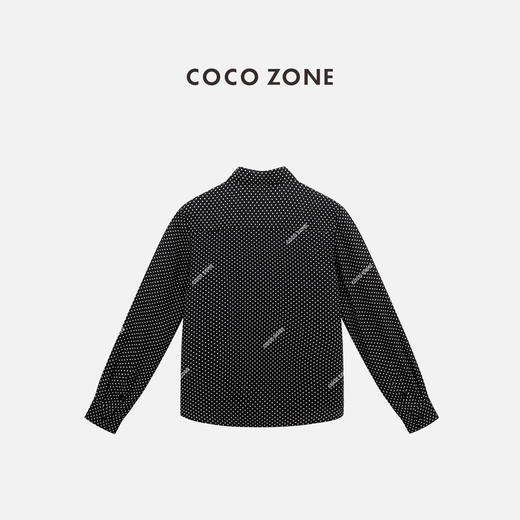 COCO ZONE 100桑蚕丝波点翻领衬衫长袖上衣CC2C1266 商品图1