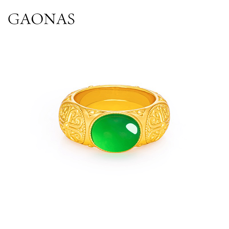 GAONAS 百卉含英 国风花丝金色戒指10660JGO