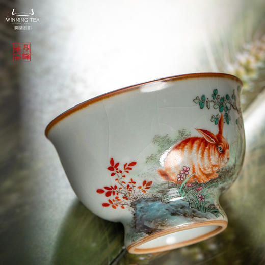 问鼎汝瓷鼎峰柴窑天青天河杯（山野逸兔） 商品图4