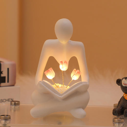 【沉默是金思考者小夜灯花束手工】送男女友摆件 七夕情人节生日教师节圣诞礼物  商品图6