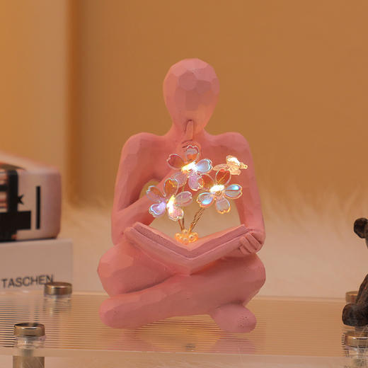 【沉默是金思考者小夜灯花束手工】送男女友摆件 七夕情人节生日教师节圣诞礼物  商品图5