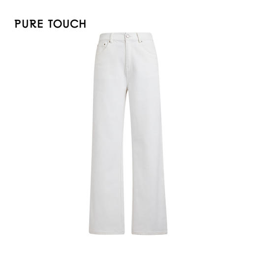 pure touch女士白色阔腿裤微弹长裤1332243337 商品图4