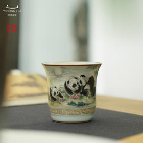 问鼎汝瓷鼎峰柴窑天青竹节杯（竹林闲戏）（缺货）