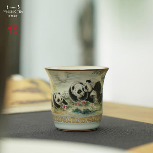 问鼎汝瓷鼎峰柴窑天青竹节杯（竹林闲戏）（缺货） 商品图0