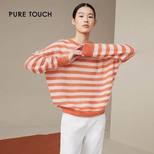 pure touch女士马海毛条纹廓形针织衫1302243394 商品图3
