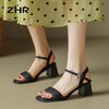 ZHR一字带粗跟凉鞋2023新款凉鞋女外穿洋气超仙鞋子夏季百搭凉鞋 商品缩略图4