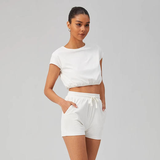 跃牌【倚窗听雨】系列 瑜伽服女短袖带胸垫裸感美背运动T恤DA67 商品图2