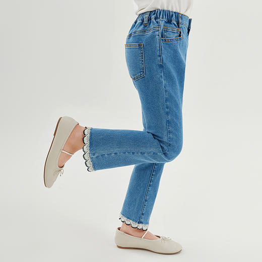 笛莎Deesha 童装女童长裤2024秋季新款中童香风微喇牛仔裤 商品图1