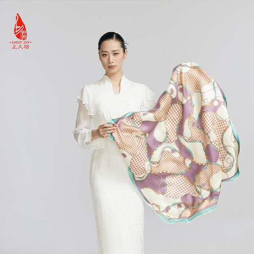 SAINTJOY/上久楷 真丝方巾   链锁千羽   FJS24011 商品图3