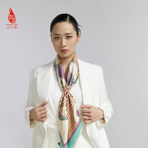 SAINTJOY/上久楷 真丝方巾   链锁千羽   FJS24011 商品图4