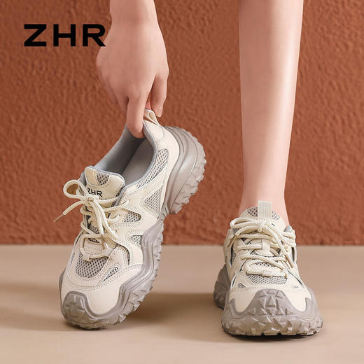 ZHR则则丑萌老爹鞋女网面透气大头萌鞋复古休闲鞋厚底运动登山鞋 商品图0