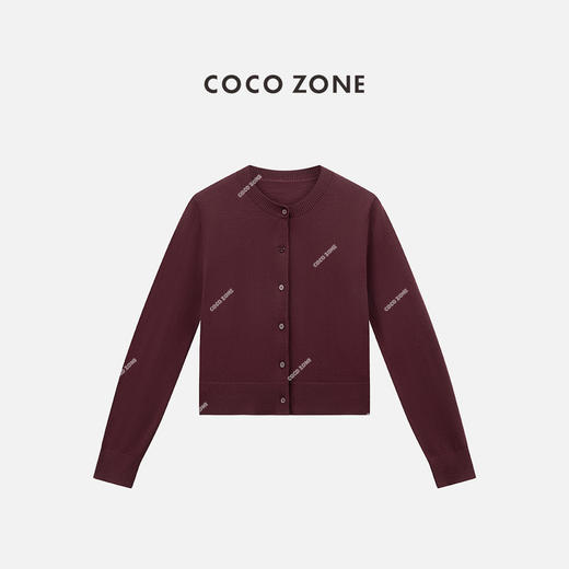 COCO ZONE 圆领单排扣针织开衫纯色百搭长袖上衣CC1C1621 商品图0