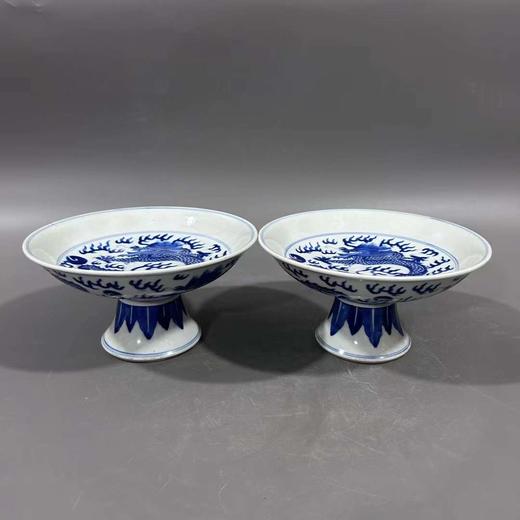 青花龙高足果盘 商品图0