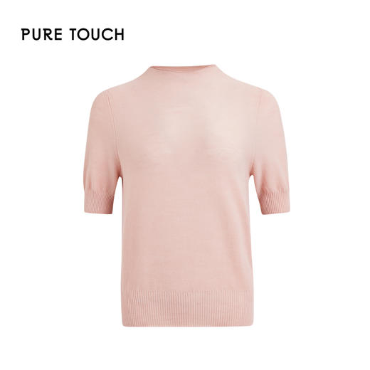 pure touch秋季100%绵羊毛女士短袖针织衫浅粉色 商品图4