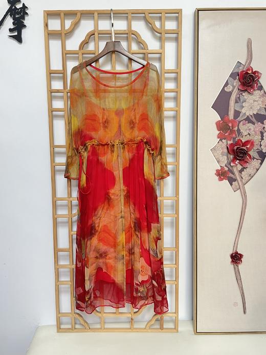 丁摩 真丝连衣裙印花时尚海边度假桑蚕丝连衣裙20-80DA499 商品图3