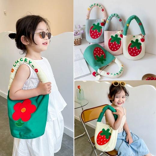 网红爆款小包儿童手拎水桶包女童刺绣花朵包大容量女孩单肩斜挎包 商品图0