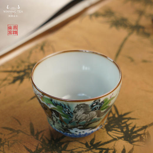 问鼎汝瓷鼎峰柴窑天青馥郁杯（绘画八骏图） 商品图1