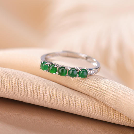 【沉碧】S925银翡翠圆珠镶嵌戒指【CW-JZ06668】 商品图1