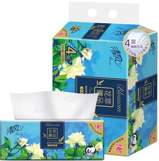 BR41SHC清风花萃抽纸4层80抽4包 商品图0
