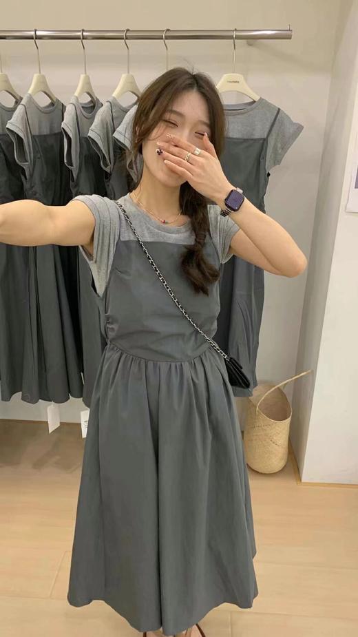 【GZ】无忧购圆领宽松短袖T恤+设计感绑带吊带裙套装951（截单后7天发货)25年清仓捡漏 商品图3