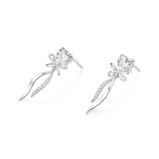 卡蒂罗/KADER 灵动结系列 心语蝴蝶结耳钉 925银在逃公主经典爱心轻奢梦幻设计耳饰 满镶锆石气质配饰 闺蜜礼盒款 商品图4