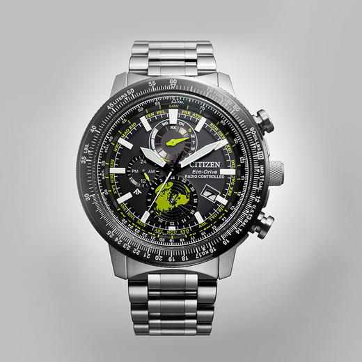 西铁城/CITIZEN不锈钢覆GIP光动能万年历 电波男表BY3006-53E 商品图3