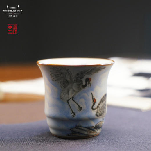 问鼎汝瓷鼎峰柴窑天青竹节杯（目成心许）（缺货） 商品图0