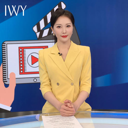 IWY/黄色西装连衣裙七分袖主持人艺考播音正式场合Q14103 商品图4