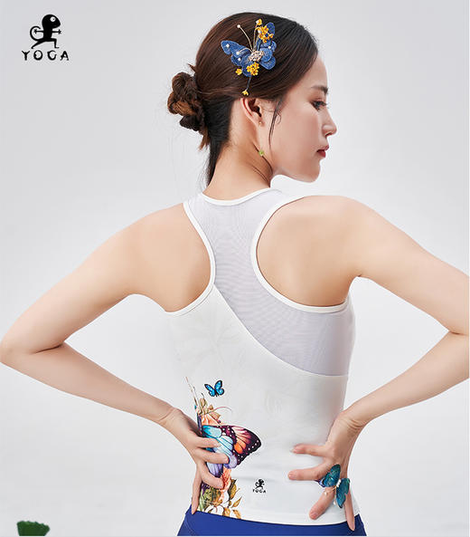壁虎瑜伽【彩蝶-上衣】限量款印花瑜伽上衣（可拆卸胸垫）清仓不退不换 商品图4