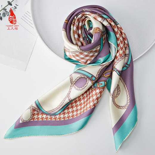 SAINTJOY/上久楷 真丝方巾   链锁千羽   FJS24011 商品图8