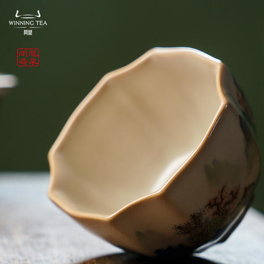 龙泉问鼎彩绘哥窑玲珑杯（青绿山水）（缺货） 商品图2