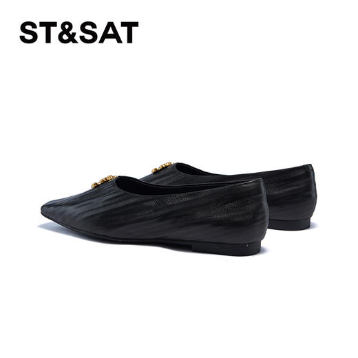 星期六时髦小方头牛皮平底单鞋SSC3111157 商品图8