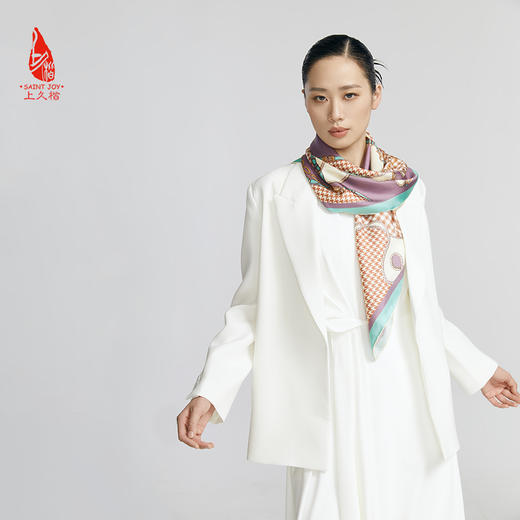 SAINTJOY/上久楷 真丝方巾   链锁千羽   FJS24011 商品图1