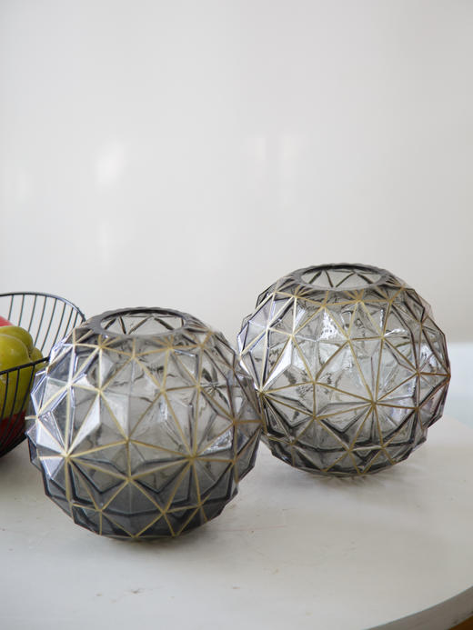 几何描金灰色花瓶 商品图1