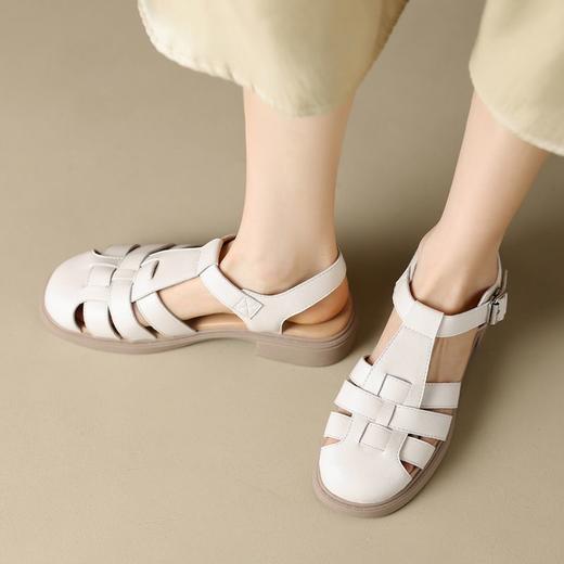 ZHR猪笼鞋女复古时尚包头凉鞋夏法式软底休闲鞋编织罗马凉鞋 商品图9