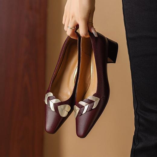 【预售5天】浅口粗跟皮鞋，尖头软底百搭工作鞋BXJ&506-1 商品图3