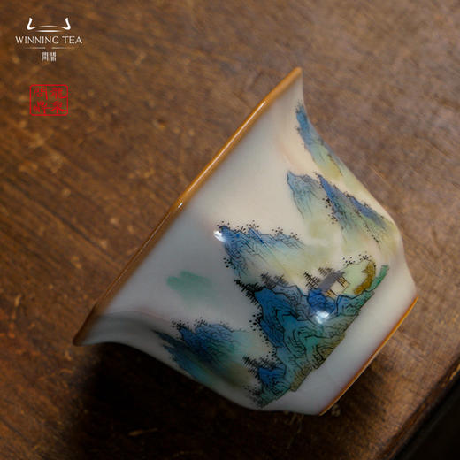龙泉问鼎彩绘哥窑潭影杯（青绿山水）（缺货） 商品图1